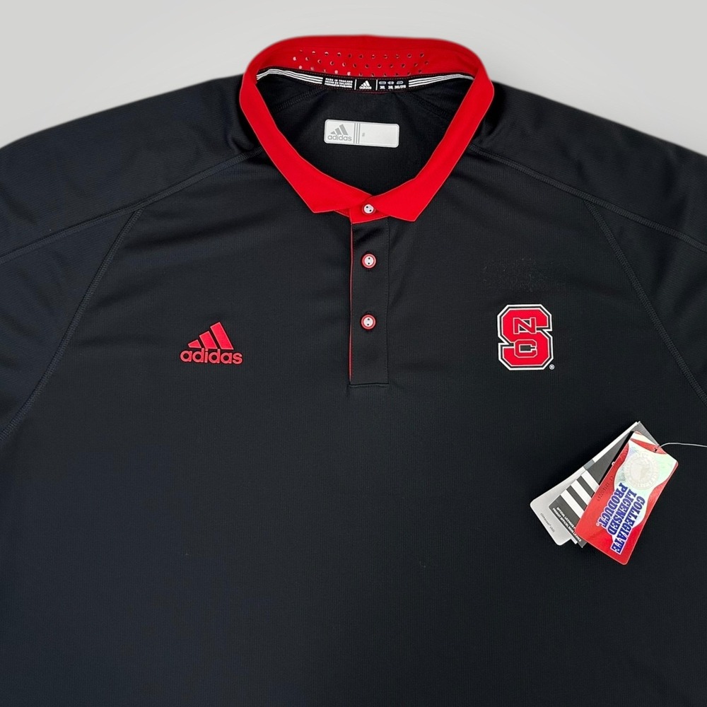 NEW North Carolina State Wolfpack Polo Shirt Mens Size 3XL Black NCAA Adidas